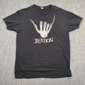 Iration Band Shirt Black Skeleton Hand Graphic T Shirt Mens Size L